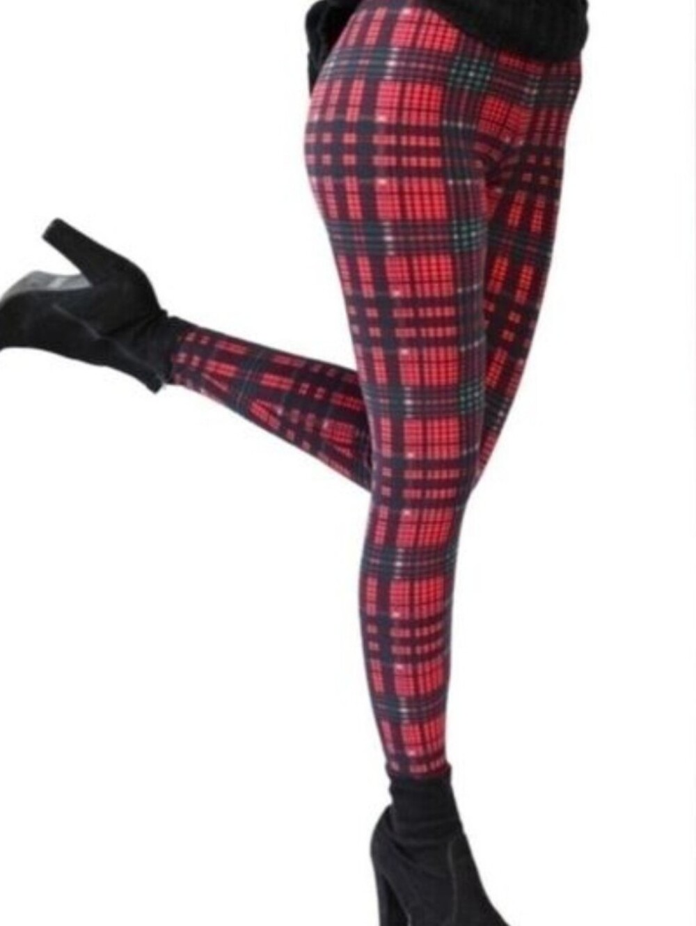 LEGGINGS DEPOT Red & Green Check Plaid Christmas Plus Size 12 NWT